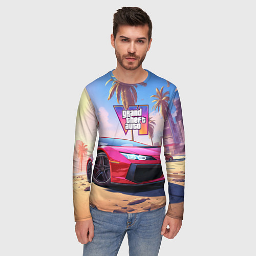 Мужской лонгслив GTA 6 logo auto style / 3D-принт – фото 3