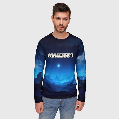 Мужской лонгслив Minecraft logo night / 3D-принт – фото 3