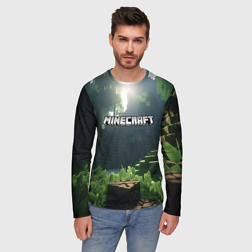 Мужской лонгслив Minecraft logo world / 3D-принт – фото 3