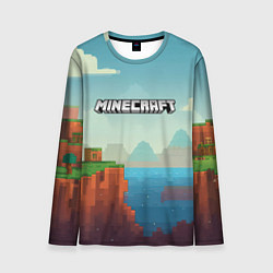 Лонгслив мужской Minecraft logo квадратный мир, цвет: 3D-принт