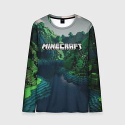 Лонгслив мужской Minecraft logo зеленые квадратные кубы, цвет: 3D-принт