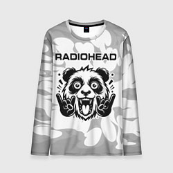 Лонгслив мужской Radiohead рок панда на светлом фоне, цвет: 3D-принт