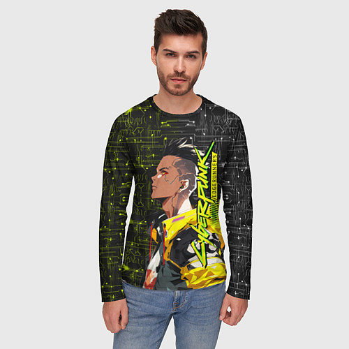 Мужской лонгслив David Martinez - Cyberpunk: Edgerunners / 3D-принт – фото 3