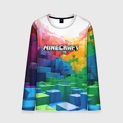 Лонгслив мужской Minecraft logo радужный мир, цвет: 3D-принт