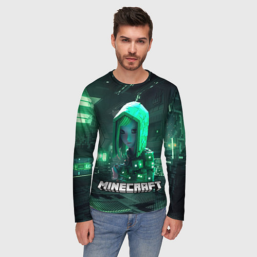 Мужской лонгслив Minecraft девушка хакер / 3D-принт – фото 3