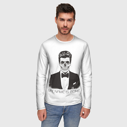 Мужской лонгслив My name is Bone / 3D-принт – фото 3