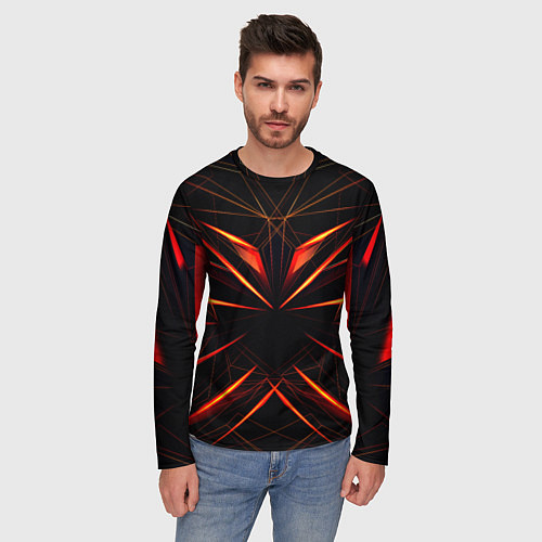 Мужской лонгслив Оранжевый хрусталь / 3D-принт – фото 3