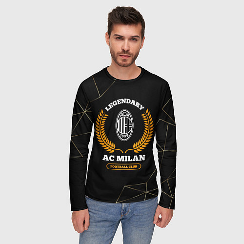 Мужской лонгслив Лого AC Milan и надпись legendary football club на / 3D-принт – фото 3