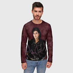 Лонгслив мужской Michael Jackson на бордовом фоне, цвет: 3D-принт — фото 2