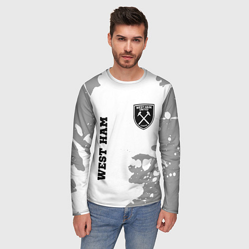 Мужской лонгслив West Ham sport на светлом фоне вертикально / 3D-принт – фото 3