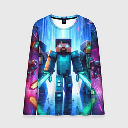 Лонгслив мужской Майнкрафт и киберпанк - коллаба, цвет: 3D-принт