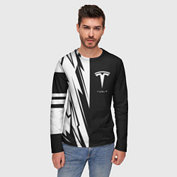 Лонгслив мужской Tesla - carbon texture, цвет: 3D-принт — фото 2