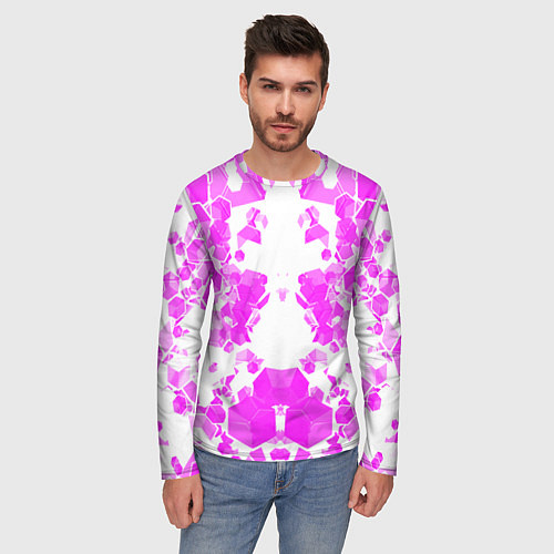 Мужской лонгслив Розовые осколки / 3D-принт – фото 3