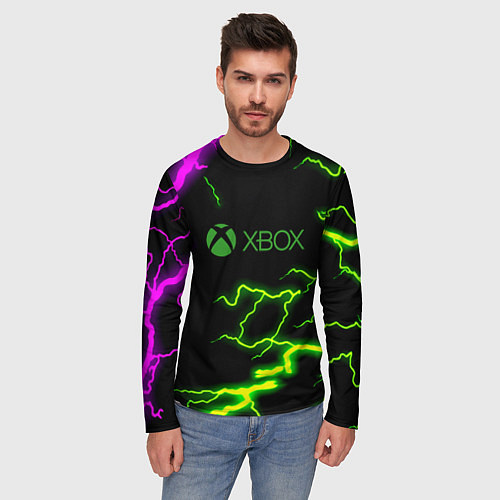 Мужской лонгслив Xbox storm молнии / 3D-принт – фото 3