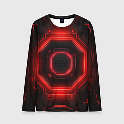 Лонгслив мужской Nvidia style black and red neon, цвет: 3D-принт