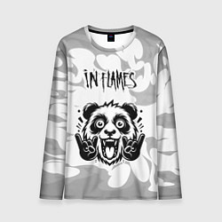 Лонгслив мужской In Flames рок панда на светлом фоне, цвет: 3D-принт