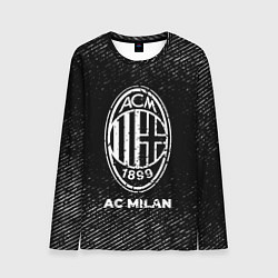 Лонгслив мужской AC Milan с потертостями на темном фоне, цвет: 3D-принт
