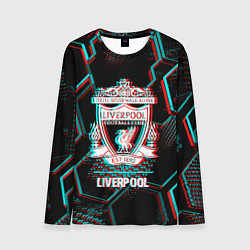 Лонгслив мужской Liverpool FC в стиле glitch на темном фоне, цвет: 3D-принт
