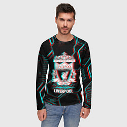 Лонгслив мужской Liverpool FC в стиле glitch на темном фоне, цвет: 3D-принт — фото 2