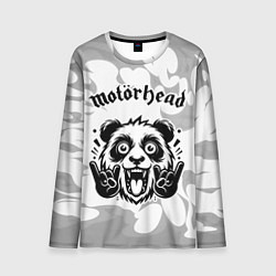Лонгслив мужской Motorhead рок панда на светлом фоне, цвет: 3D-принт