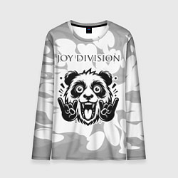 Мужской лонгслив Joy Division рок панда на светлом фоне