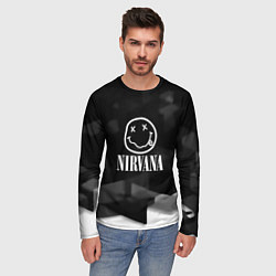 Лонгслив мужской Nirvana текстура рок, цвет: 3D-принт — фото 2