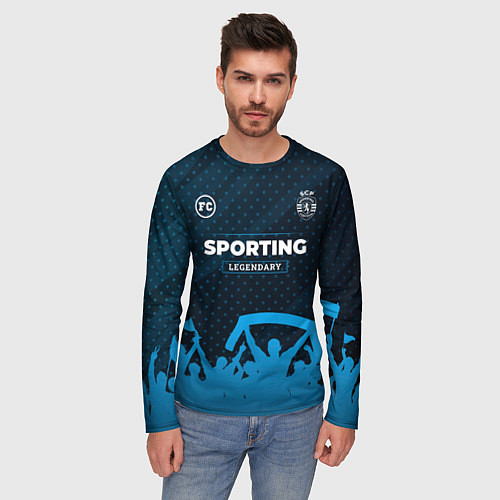 Мужской лонгслив Sporting legendary форма фанатов / 3D-принт – фото 3