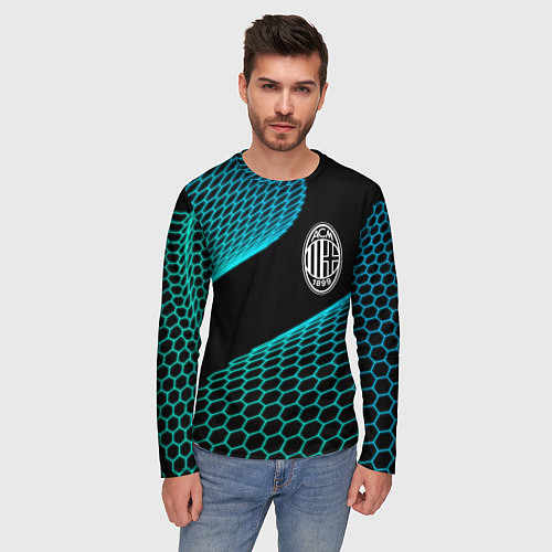 Мужской лонгслив AC Milan football net / 3D-принт – фото 3