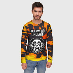 Лонгслив мужской Hollywood Undead рок панда и огонь, цвет: 3D-принт — фото 2