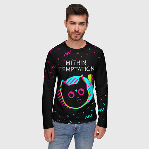 Мужской лонгслив Within Temptation - rock star cat / 3D-принт – фото 3