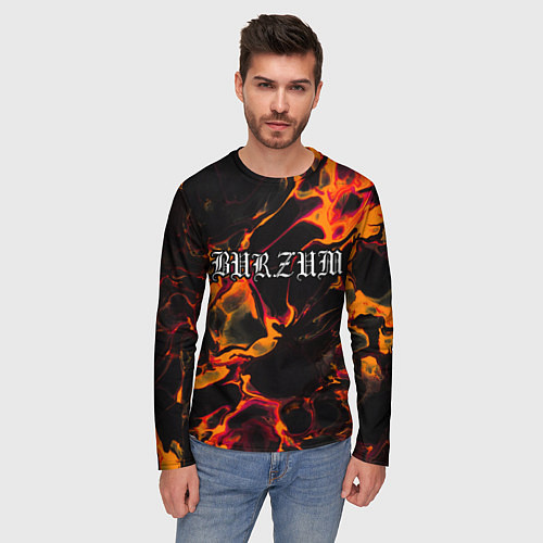 Мужской лонгслив Burzum red lava / 3D-принт – фото 3
