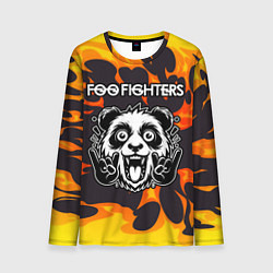 Лонгслив мужской Foo Fighters рок панда и огонь, цвет: 3D-принт