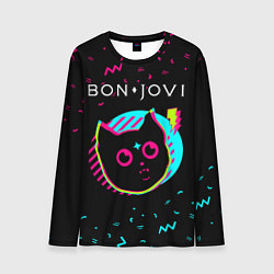 Лонгслив мужской Bon Jovi - rock star cat, цвет: 3D-принт