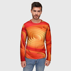Лонгслив мужской Оранжевые объемные круги, цвет: 3D-принт — фото 2