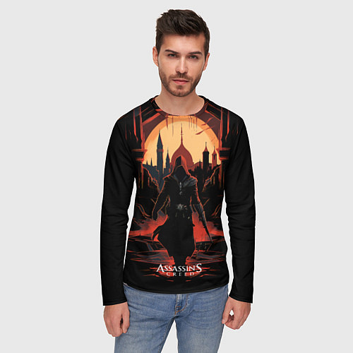 Мужской лонгслив Assassins creed заброшенный старый город / 3D-принт – фото 3