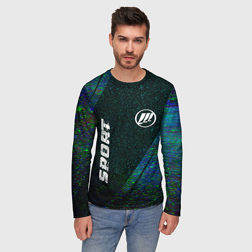 Мужской лонгслив Lifan sport glitch blue / 3D-принт – фото 3