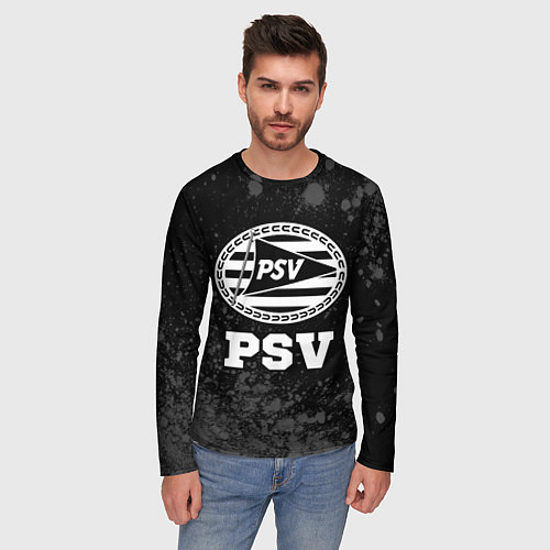 Мужской лонгслив PSV sport на темном фоне / 3D-принт – фото 3