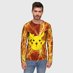 Лонгслив мужской Pikachu yellow lightning, цвет: 3D-принт — фото 2