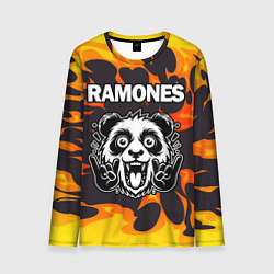 Лонгслив мужской Ramones рок панда и огонь, цвет: 3D-принт