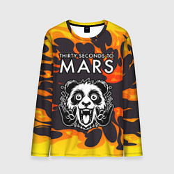 Лонгслив мужской Thirty Seconds to Mars рок панда и огонь, цвет: 3D-принт