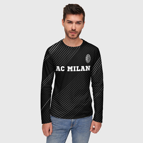 Мужской лонгслив AC Milan sport на темном фоне посередине / 3D-принт – фото 3