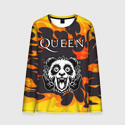 Лонгслив мужской Queen рок панда и огонь, цвет: 3D-принт