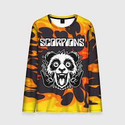 Лонгслив мужской Scorpions рок панда и огонь, цвет: 3D-принт