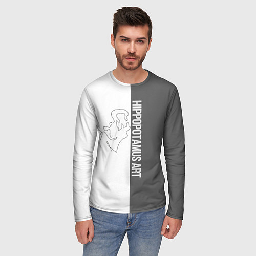 Мужской лонгслив Hippopotamus art / 3D-принт – фото 3