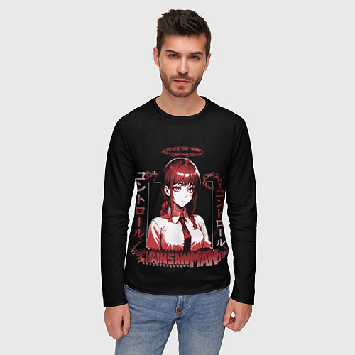 Мужской лонгслив Милая Макима - Человек бензопила / 3D-принт – фото 3