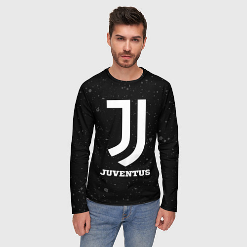 Мужской лонгслив Juventus sport на темном фоне / 3D-принт – фото 3
