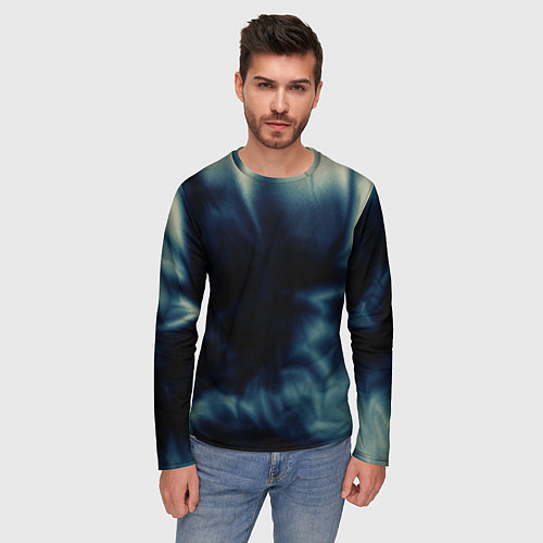 Мужской лонгслив Абстрактный тёмно-синий / 3D-принт – фото 3