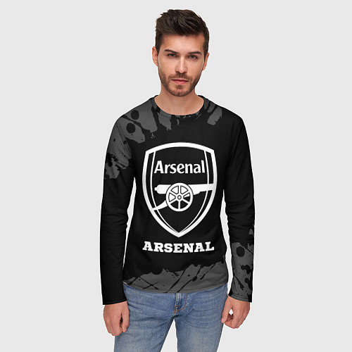 Мужской лонгслив Arsenal sport на темном фоне / 3D-принт – фото 3