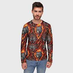 Лонгслив мужской Волки эпичный паттерн, цвет: 3D-принт — фото 2
