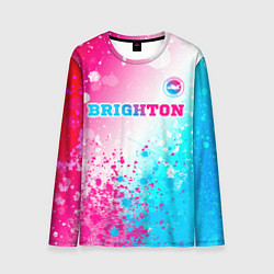 Лонгслив мужской Brighton neon gradient style посередине, цвет: 3D-принт